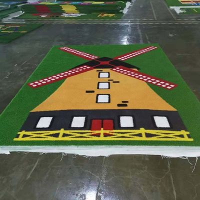 PE PP Hỗ trợ Cỏ nhân tạo Logo Mô hình màu sắc Cỏ tổng hợp thảm bóng đá mini